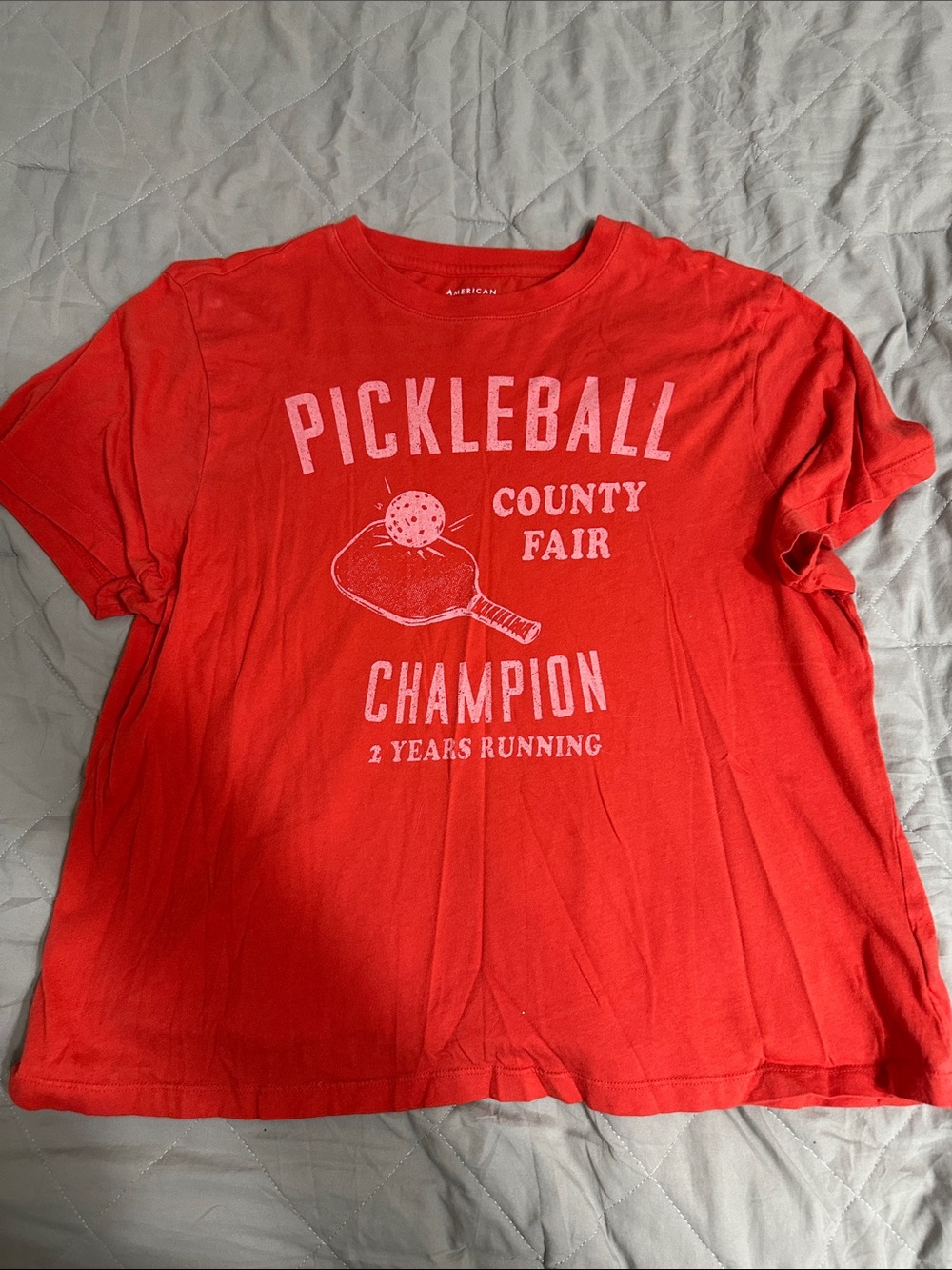 American Eagle Outfitters Red Pickleball County Fair Champion Tee